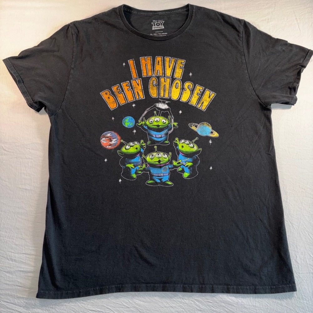 Disney Toy Story Alien I Have Been Chosen Black Graphic T-Shirt Mens XL Cotton